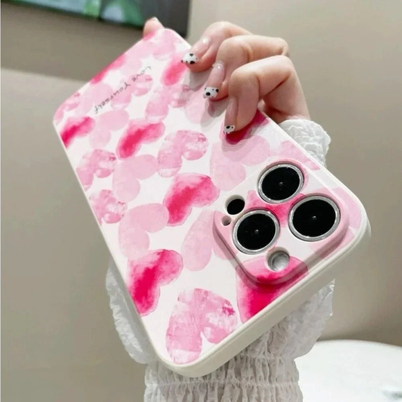 ⚠️Clearance iPhone 14/Pro/Pro Max Pink Hearts Pattern Phone Case - Picture 2 of 4